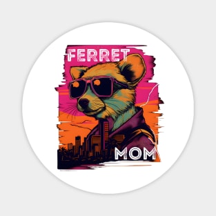 Synthwave Style Ferret Mom Magnet